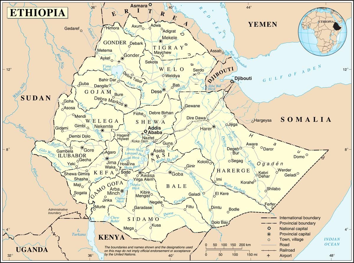 поточна карта Ефіопії