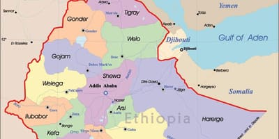 Ефіопія карта з містами